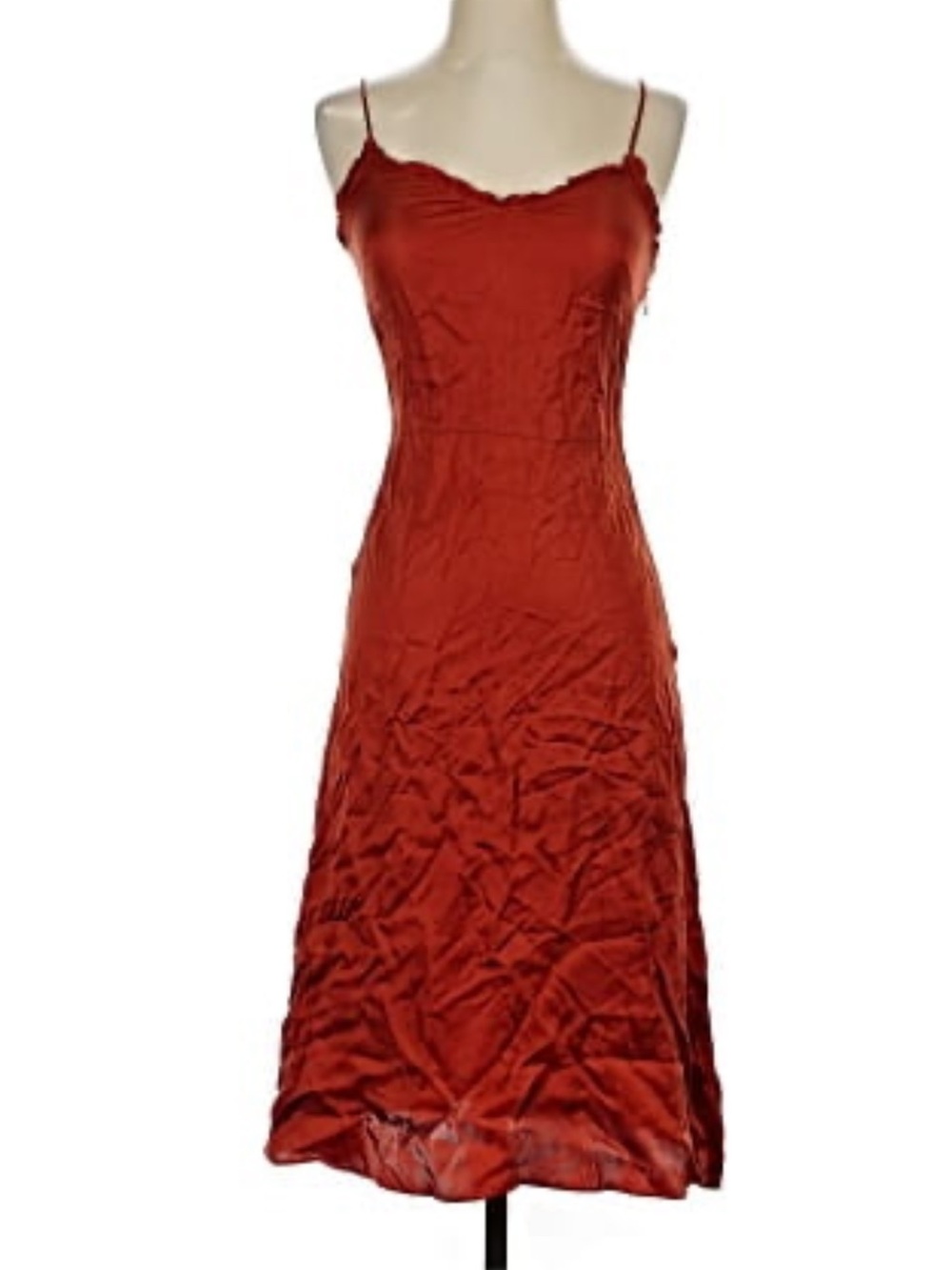 Wilfred 00 Rust Slip Midi Dress with Spaghetti  Straps